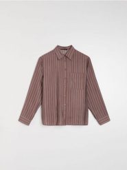 Koszula oversize w pionowe paski, z wiskozą - wielobarwny. Koszule Sinsay, l, bez wzorów, z wiskozy, sportowe, bez kołnierzyka, bez ramiączek. Za 39.99 zł.
