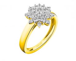 Pierścionek z żółtego złota z brylantami - 0,75 ct - próba 585. Żółte pierścionki Apart, z brylantem, złote. Za 8,590.00 zł.
