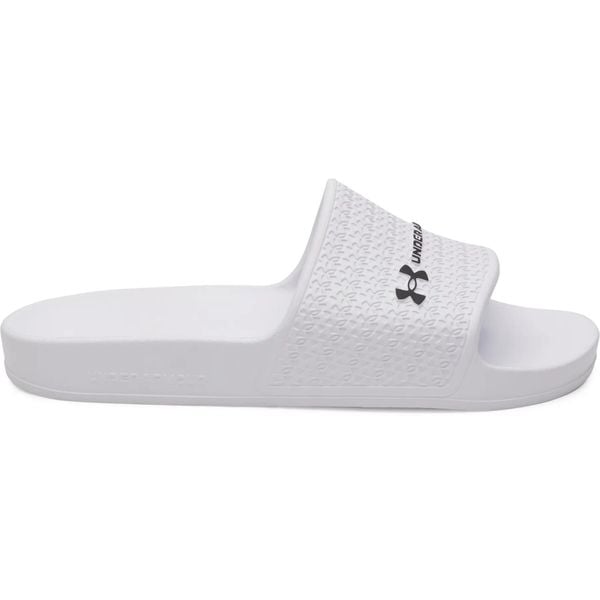 Klapki damskie Under Armour. Białe klapki Under Armour, bez wzorów, bez obcasa. Za 152.50 zł.