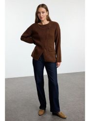 Trendyol Kardigan w kolorze brązowym rozmiar: S. Brązowe kardigany Trendyol, s, bez wzorów, prążkowane. Za 95.99 zł.