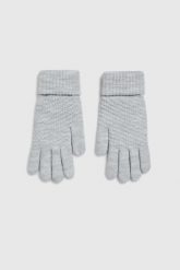 Dzianinowe rękawiczki szare. Szare rękawiczki MOODO, bez wzorów, z dzianiny. Za 39.99 zł.