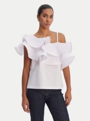 Fracomina Bluzka FR26ST2004W697F9 Biały Regular Fit. Białe bluzki Fracomina, l, bez wzorów, z syntetyku, bez kołnierzyka, bez ramiączek. Za 559.99 zł.