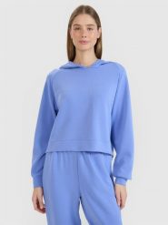 4F Bluza dresowa nierozpinana z modalem damska - niebieska L. Niebieskie bluzy 4f, l, bez wzorów, z dresówki, bez kaptura. W wyprzedaży za 99.99 zł.
