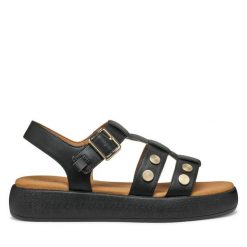 Sandały Geox. Czarne sandały Geox, bez wzorów, bez obcasa, na płaskiej podeszwie, bez zapięcia. Za 339.99 zł.