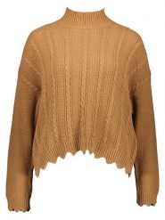 ONLY Sweter "Esma" w kolorze karmelowym rozmiar: S. Brązowe swetry Only, s, bez wzorów, z bawełny, bez ramiączek. Za 43.99 zł.