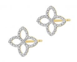 Kolczyki z żółtego złota z brylantami - kwiaty - 0,19 ct - próba 585. Żółte kolczyki Apart, z brylantem, złote. Za 3,290.00 zł.