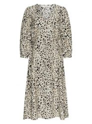 MOSS COPENHAGEN Sukienka w kolorze beżowym rozmiar: XS. Brązowe sukienki Moss Copenhagen, na co dzień, xs, bez wzorów, bez kołnierzyka, bez ramiączek, midi, proste. Za 149.31 zł.