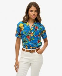 Superdry Koszula Beach Resort z wiskozy – Blue Dolphin Ocean. Niebieskie koszule Superdry, bez wzorów, z wiskozy, bez kołnierzyka, bez ramiączek. Za 215.10 zł.