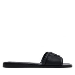 Klapki Aldo. Czarne klapki Aldo, bez wzorów, bez obcasa. Za 189.99 zł.