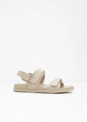 Sandały. Brązowe sandały bonprix, bez wzorów, bez obcasa, bez zapięcia. Za 119.99 zł.