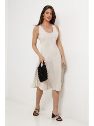 Le Monde du Lin Lniana sukienka w kolorze kremowym rozmiar: 38/40. Brązowe sukienki Le Monde du Lin, na co dzień, bez wzorów, ze lnu, bez kołnierzyka, bez ramiączek, midi, proste. Za 152.99 zł.