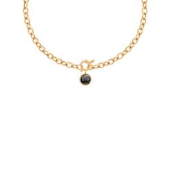 Naszyjnik Łańcuch No.1 z pozłacanym czarnym kryształem. Żółte naszyjniki Lilou, pozłacane. Za 323.00 zł.