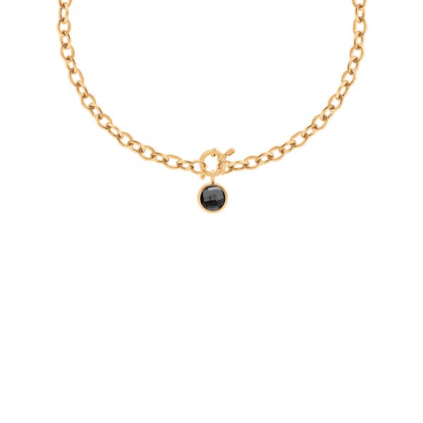 Naszyjnik Łańcuch No.1 z pozłacanym czarnym kryształem. Żółte naszyjniki Lilou, pozłacane. Za 323.00 zł.