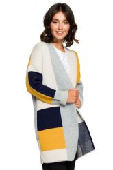 Sweter kardigan narzutka kolorowy geometryczny wzór granat. Kardigany Polskie swetry, s, z aplikacjami, z dzianiny. Za 249.00 zł.