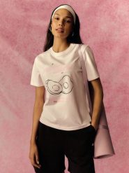 4F T-shirt relaxed z nadrukiem damski - różowy L. Czerwone t-shirty 4f, l, bez wzorów, z bawełny, bez kołnierzyka, bez ramiączek. Za 69.99 zł.
