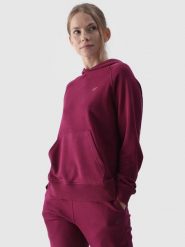 4F Bluza dresowa nierozpinana z kapturem damska - fioletowa S. Fioletowe bluzy 4f, s, bez wzorów, z bawełny, z kapturem. W wyprzedaży za 99.99 zł.