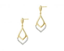 Kolczyki z żółtego złota z diamentami - 0,10 ct - próba 585. Żółte kolczyki Apart, z diamentem, złote. Za 2,190.00 zł.