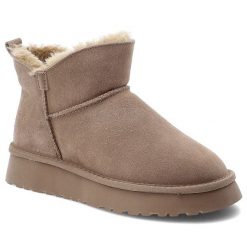 Beżowe Śniegowce Vinceza Ocieplane Buty Damskie Emu. Brązowe botki VINCEZA, na zimę, bez wzorów, z dzianiny, bez obcasa, bez zapięcia. Za 135.99 zł.