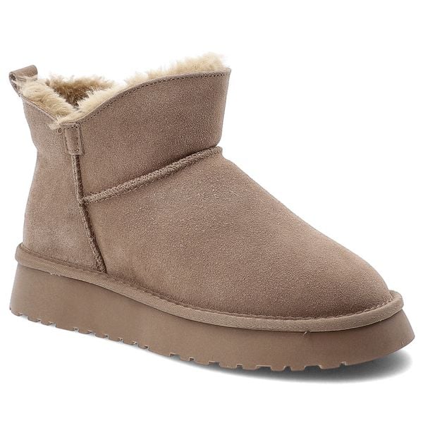 Beżowe Śniegowce Vinceza Ocieplane Buty Damskie. Brązowe botki VINCEZA, na zimę, bez wzorów, z dzianiny, bez obcasa, bez zapięcia. Za 135.99 zł.