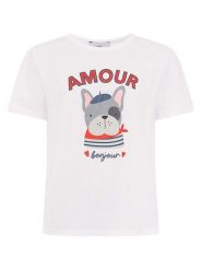 Zwillingsherz Koszulka "Amour" w kolorze białym rozmiar: S. Białe bluzki Zwillingsherz, s, bez wzorów, bez kołnierzyka, bez ramiączek. Za 82.99 zł.