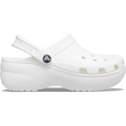 Klapki damskie Crocs CLASSIC PLATFORM CLOG. Białe klapki Crocs, bez wzorów, bez obcasa. Za 188.49 zł.