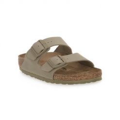 Klapki damskie Birkenstock Arizona Faded. Zielone klapki Birkenstock, bez wzorów, z materiału, bez obcasa. Za 443.00 zł.
