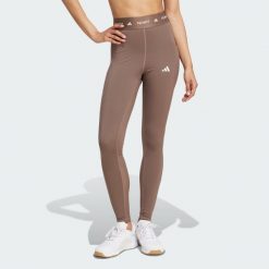Legginsy Techfit Stash Pocket Full-Length. Brązowe legginsy Adidas, xl, bez wzorów, z materiału. Za 199.00 zł.