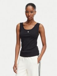 Guess Top V6YP09 K4312 Czarny Regular Fit. Czarne topy Guess, s, z aplikacjami, z bawełny, bez kołnierzyka, bez ramiączek. Za 154.99 zł.