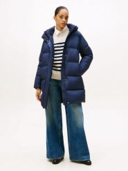 Tommy Hilfiger płaszcz puchowy Kobiety Sztuczne włókno niebieski, XS. Niebieskie płaszcze TOMMY HILFIGER, xs, bez wzorów, z puchu, bez kaptura. Za 949.95 zł.