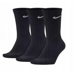 Sportowe skarpetki Nike 3-pak Crew SX4508. Czarne skarpety Nike, bez wzorów. W wyprzedaży za 59.99 zł.