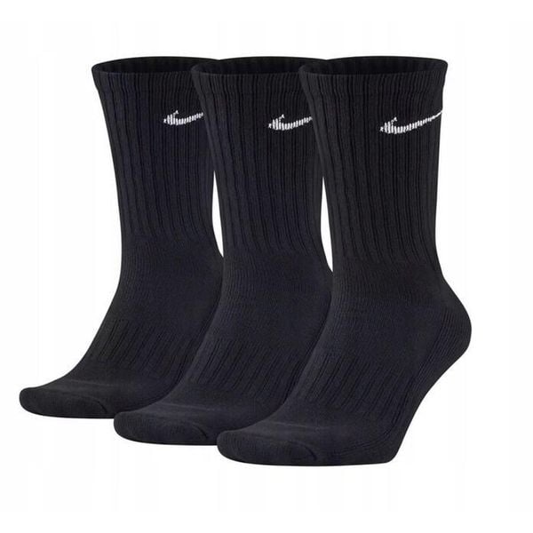 Sportowe skarpetki Nike 3-pak Crew SX4508. Czarne skarpety Nike, bez wzorów. Za 64.99 zł.