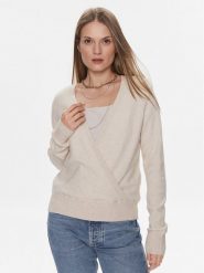 Vila Sweter Ril 14092042 Beżowy Regular Fit. Brązowe swetry Vila, s, bez wzorów, z wiskozy, bez ramiączek. Za 99.99 zł.