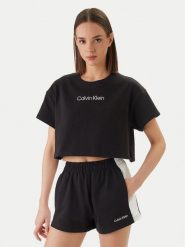 Calvin Klein Swimwear T-Shirt LV00Q61201 Czarny Relaxed Fit. Czarne t-shirty Calvin Klein Swimwear, s, bez wzorów, z bawełny, bez kołnierzyka, bez ramiączek. Za 189.99 zł.