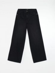 Jeansy wide leg z efektem sprania - czarny. Czarne jeansy Sinsay, bez wzorów. Za 69.99 zł.