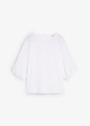 Bluzka o luźnym fasonie z czystej bawełny. Niebieskie bluzki bonprix, bez wzorów, z bawełny, bez kołnierzyka, bez ramiączek. Za 114.99 zł.