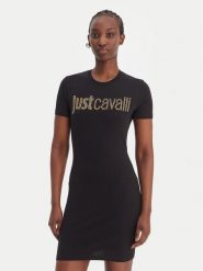 Just Cavalli Sukienka codzienna 80PAOE21 CJ112 Czarny Slim Fit. Czarne sukienki Just Cavalli, na co dzień, l, bez wzorów, z bawełny, bez kołnierzyka, bez ramiączek, proste. Za 702.99 zł.