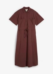 Sukienka z bawełnianego dżerseju z domieszką elastanu. Czerwone sukienki bonprix, bez wzorów, z bawełny, bez kołnierzyka, bez ramiączek. Za 114.99 zł.