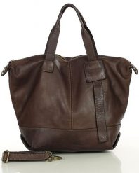 Duża torba shopper A4 z miękkiej włoskiej skóry Marco Mazzini brązowa. Brązowe shopper bez wzorów, ze skóry, duże, bez dodatków. Za 622.99 zł.