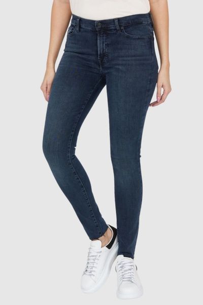 7 FOR ALL MANKIND Niebieskoszare jeansy damskie HW SKINNY SLIM ILLUSION, Rozmiar 28. Niebieskie jeansy 7 for all mankind, s, bez wzorów. W wyprzedaży za 460.99 zł.