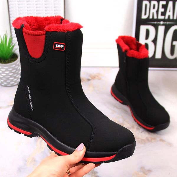 Czarne śniegowce wodoodporne DK SoftShell 15101. Czarne trapery i śniegowce DK, z materiału. Za 159.99 zł.