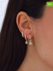 Luja Bijoux 3-częściowy zestaw kolczyków-kreoli z cyrkoniami rozmiar: onesize. Żółte kolczyki Luja Bijoux, z cyrkonią, z mosiądzu. Za 63.95 zł.