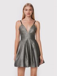 Pinko Sukienka koktajlowa Angelina 1G18F1 A04A Srebrny Slim Fit. Szare sukienki Pinko, bez wzorów, z syntetyku, wizytowe, bez kołnierzyka, bez ramiączek. Za 599.99 zł.