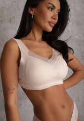 Beżowy Sportowy Biustonosz z Usztywnieniem Ozdobiony Siateczkową Wstawką Edalissa. Brązowe bielizna sportowa Renee, l, bez wzorów. Za 24.99 zł.