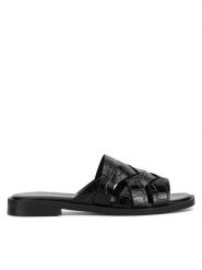 Sergio Bardi Klapki RST-D1079-01SB Czarny. Czarne klapki Sergio Bardi, bez wzorów, z lakierowanej skóry, bez obcasa. Za 179.99 zł.