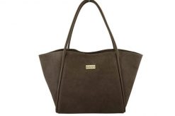 Barberinis - torebka duża zamszowa na ramię - Beżowa ciemna. Brązowe torby na ramię Barberini's, bez wzorów, ze skóry, biznesowe, na ramię, duże, zamszowe, bez dodatków. Za 338.99 zł.