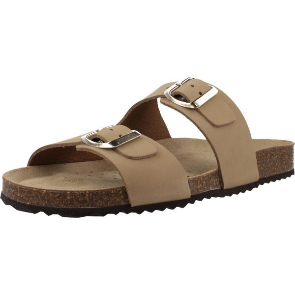 Sandały GEOX D BRIONIA Beżowy. Żółte sandały Geox, bez wzorów, ze skóry, bez obcasa, bez zapięcia. Za 300.99 zł.