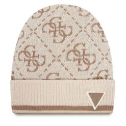 Czapka Guess. Brązowe czapki Guess, z aplikacjami. Za 179.99 zł.
