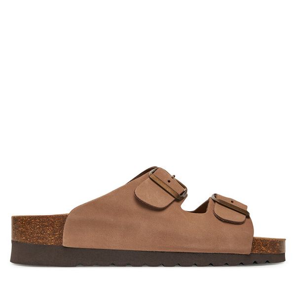 Klapki Grünland. Brązowe klapki Grünland, bez wzorów, bez obcasa. Za 199.99 zł.