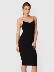 Elisabetta Franchi Sukienka koktajlowa AM-78S-27E2-V360 Czarny Slim Fit. Czarne sukienki Elisabetta Franchi, s, bez wzorów, z wiskozy, wizytowe, bez kołnierzyka, bez ramiączek. Za 799.99 zł.