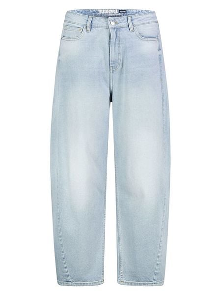 Sublevel Dżinsy - Barrel fit - w kolorze błękitnym rozmiar: XS. Niebieskie jeansy Sublevel, xs, z aplikacjami. Za 149.95 zł.
